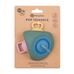 PETITE&MARS Szilikon játék Pop Up Triangle Misty Green 10hó+