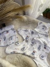   Nyári babacsillag puha és légáteresztő duplagéz anyagból  - kék maci