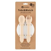   Petite&Mars Take and Match Szilikon evőeszköz szett, 6hó+ homok