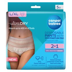 Canpol babies 2in1 légáteresztő, ultra nedvszívó, eldobható szülés utáni pelenkabetéttel, L/XL, 5 db