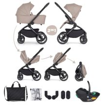   PETITE&MARS Kombinált babakocsi SCOUT 3 az 1-ben Cappuccino Cream +  Core Pro i-Size