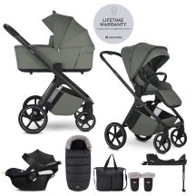   ÚJ! EASYWALKER Babakocsi SZETT 4 az 1-ben Zoey Go XXL Limited + CBX Aton B2 i-Size +Bázis, összecsukható mózessel, Mineral Green