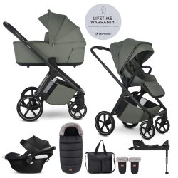 ÚJ! EASYWALKER Babakocsi SZETT 4 az 1-ben Zoey Go XXL Limited + CBX Aton B2 i-Size +Bázis, összecsukható mózessel, Mineral Green